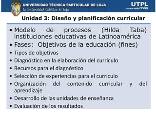 Unidad 3: Diseño y planificación curricular 