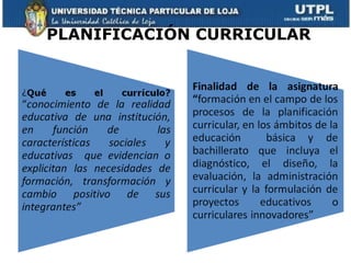 PLANIFICACIÓN CURRICULAR 