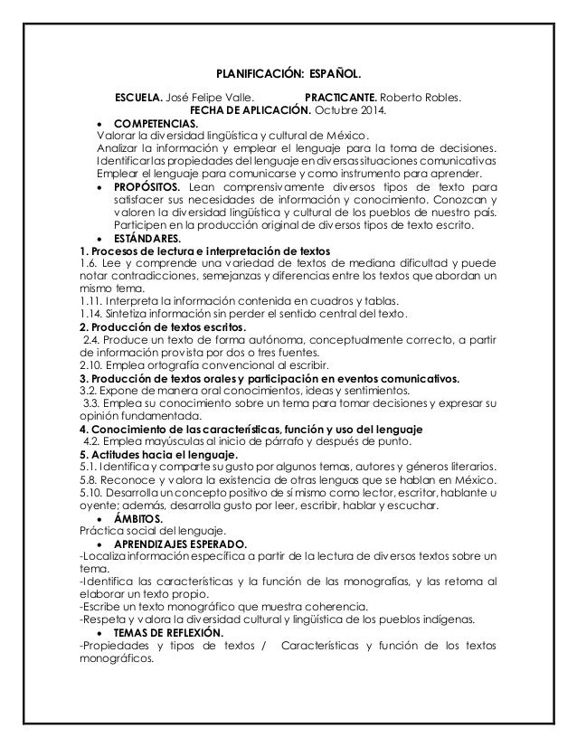 Planificación de español