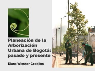 Planeación de la
Arborización
Urbana de Bogotá:
pasado y presente
Diana Wiesner Ceballos
 