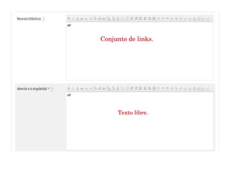 Conjunto de links.
Texto libre. 
 