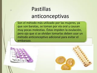 Pastillas
anticonceptivas
19
 