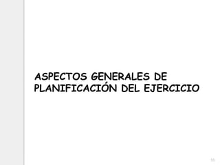 55
ASPECTOS GENERALES DE
PLANIFICACIÓN DEL EJERCICIO
 
