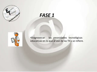 Diagnosticar  las necesidades tecnológicas  educativas en lo que al uso de las TICs se refiere. FASE 1 