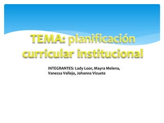 INTEGRANTES: Lady Loor, Mayra Melena,
Vanessa Vallejo, Johanna Vizuete
 