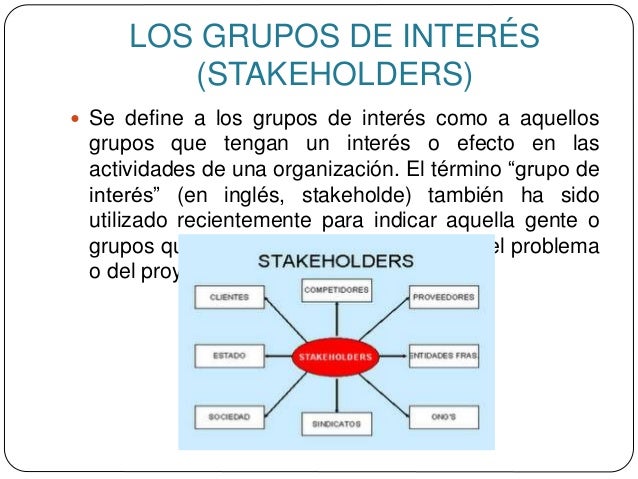 Los grupos de interés (stakeholders) y su objetivo en la organización