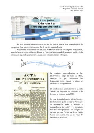 Escuela Nº 6 “Felipe Boero” D.E 20
Asignatura: Educación musical
Prof. Natalia Oliva
 
 
En esta semana conmemoramos una d...