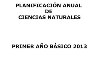 PLANIFICACIÓN ANUAL
          DE
  CIENCIAS NATURALES




PRIMER AÑO BÁSICO 2013
 