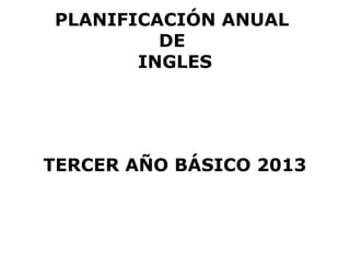 PLANIFICACIÓN ANUAL
         DE
       INGLES




TERCER AÑO BÁSICO 2013
 