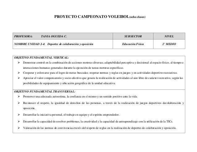Planificacion campeonato Voleibol