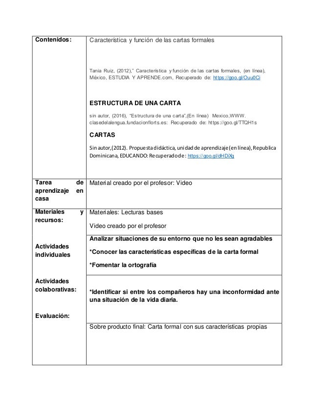 Cual Es La Funcion De La Carta Formal