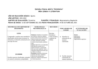 Planificacion de refuerzo