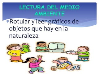 Rotular y leer gráficos de 
objetos que hay en la 
naturaleza. 
 
