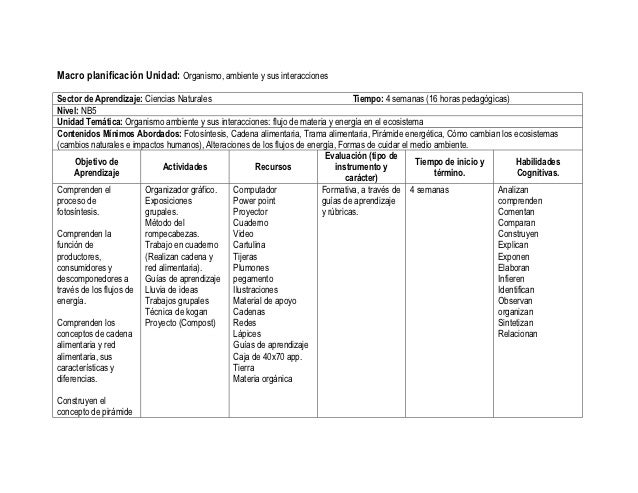planificaciones ciencias naturales formato para planificacion de clases
