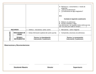Planificaciones  de refuerzo
