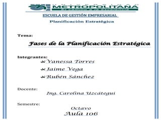 Tema:




Integrantes:
             Vanessa Torres

             Jaime Vega

             Rubén Sánchez


Docente:
             Ing. Carolina Uzcátegui


Semestre:
                     Octavo
                  Aula 106
 
