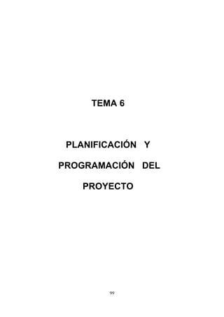 TEMA 6
PLANIFICACIÓN Y
PROGRAMACIÓN DEL
PROYECTO
99
 