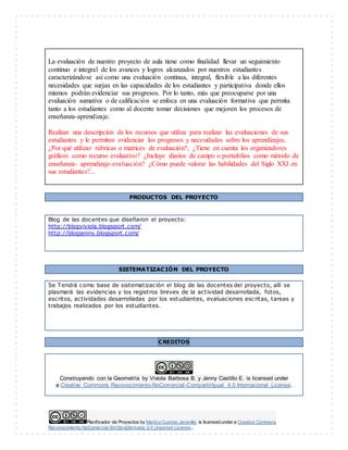 Planificador de proyecto CONSTRUYENDO CON LA GEOMETRIA | DOCX