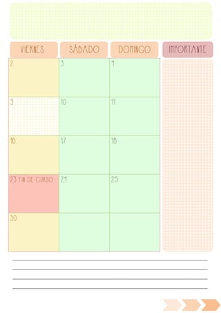 2 3 4
9 10 11
16 17 18
23 FIN DE CURSO 24 25
30
VIERNES SÁBADO DOMINGO IMPORTANTE
________________________________________________________________________________________________
________________________________________________________________________________________________
________________________________________________________________________________________________
________________________________________________________________________________________________
 