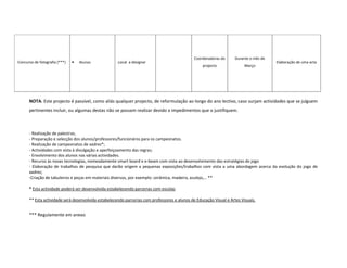 Planificação das Actividades Do Clube