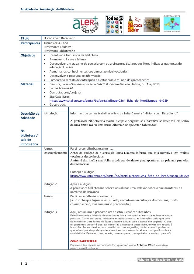 Atividade de dinamização da Biblioteca
________________________________________________________________________Ficha de Pl...