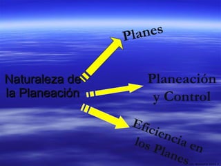 Naturaleza de la Planeación Planes Planeación y Control Eficiencia en los Planes LIC.  ROSANNA  SILVA  F. 