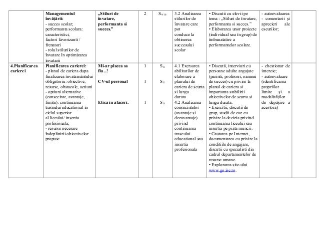 Planificare Dirigentie Clasa A X A