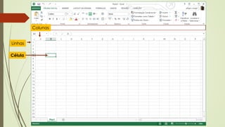 Célula
Linhas
Colunas
 