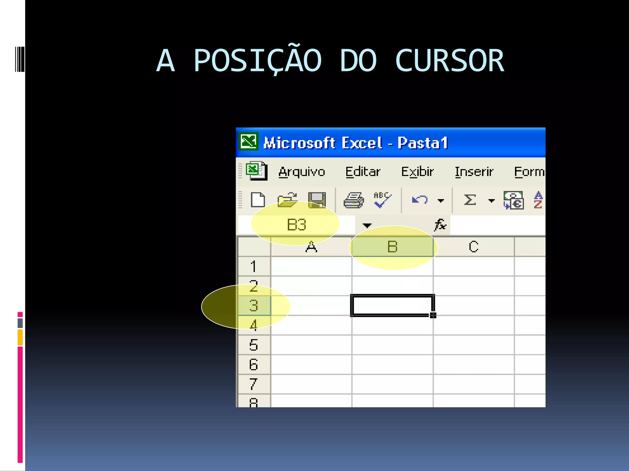 A POSIÇÃO DO CURSOR
 