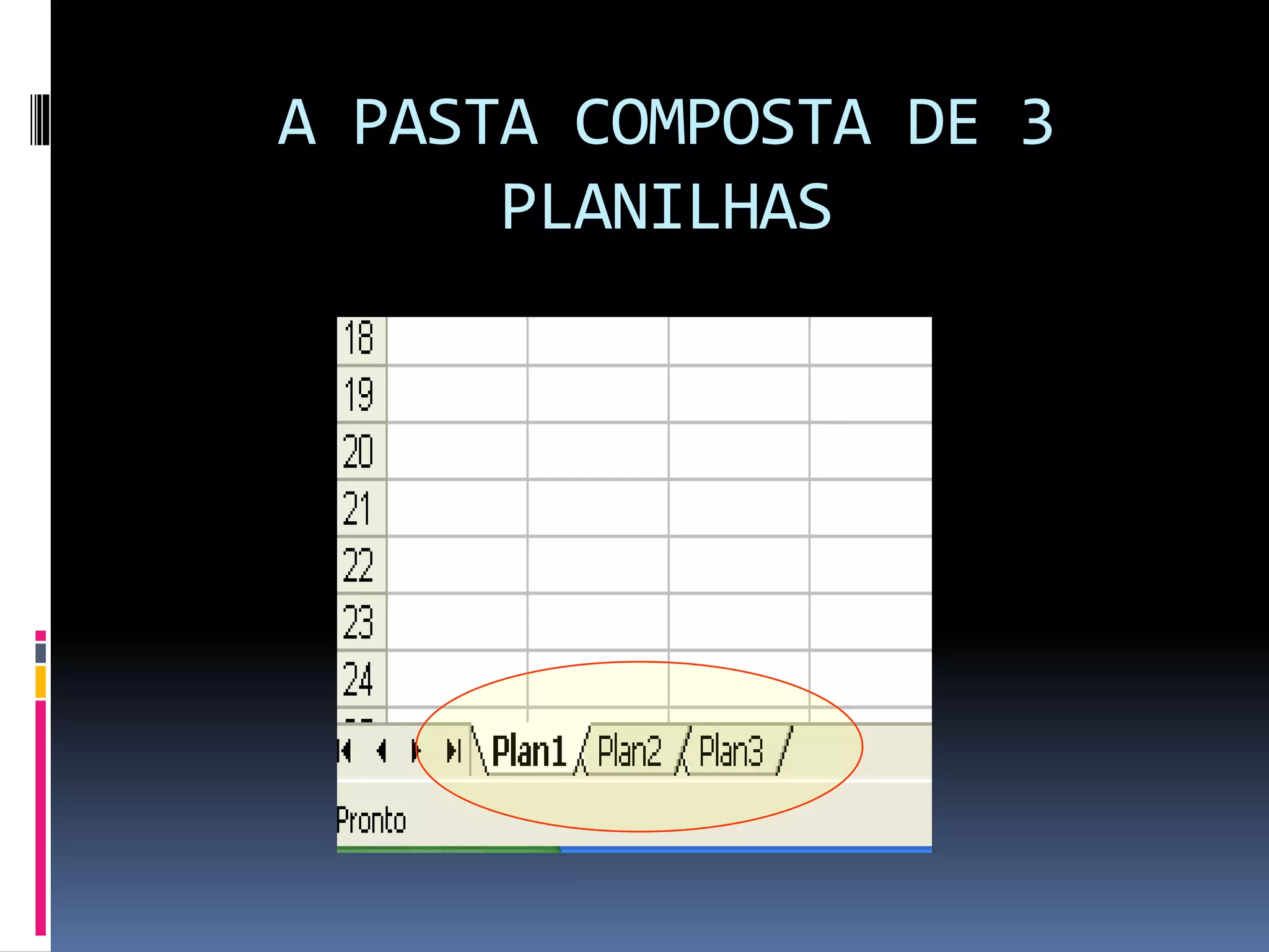 A PASTA COMPOSTA DE 3
PLANILHAS
 