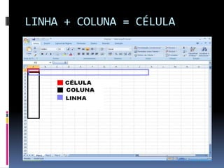 LINHA + COLUNA = CÉLULA
 