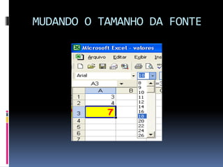 MUDANDO O TAMANHO DA FONTE
 