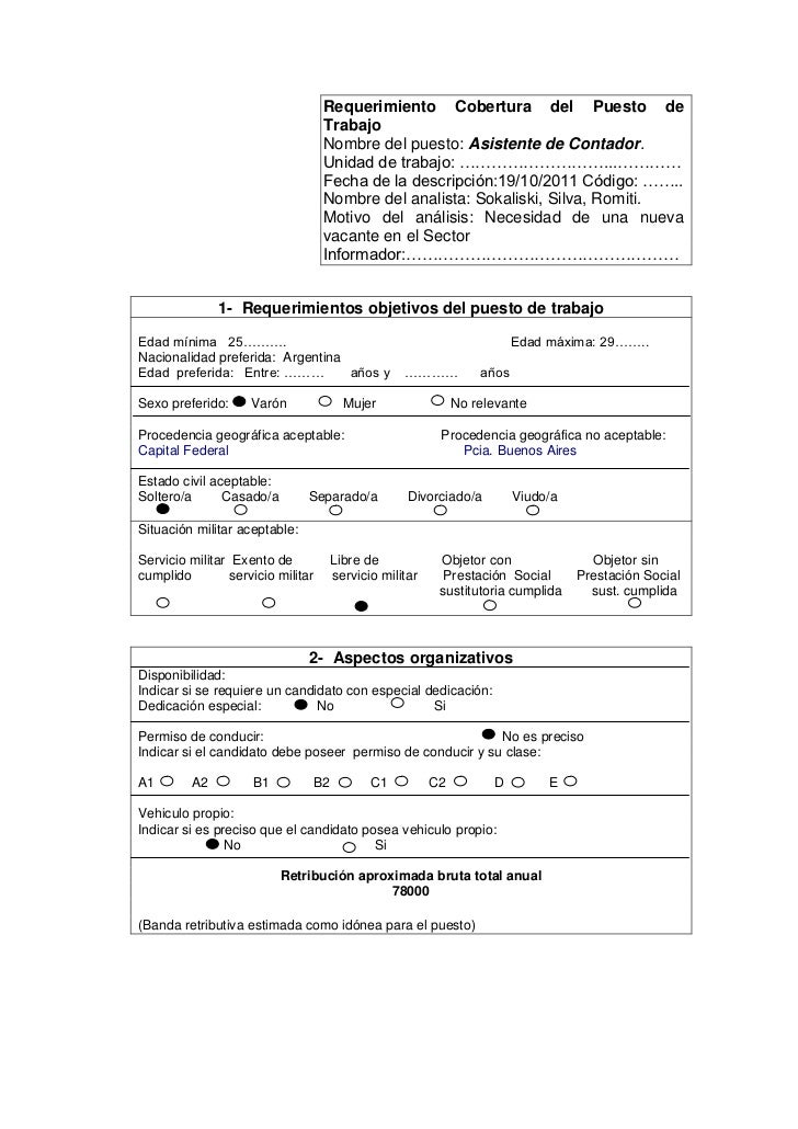 Planilla asistente contador banco