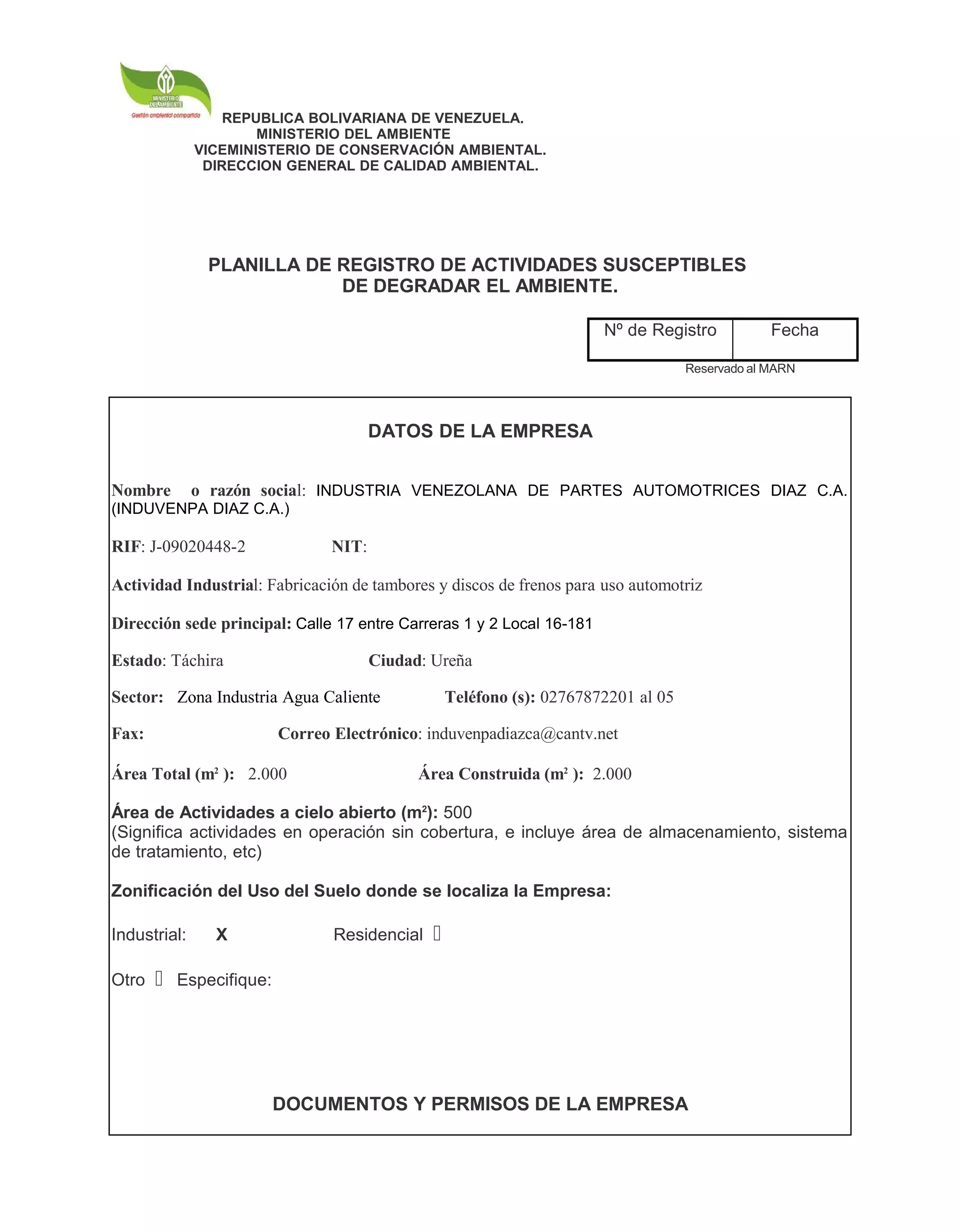 Planilla rasda generador | DOC