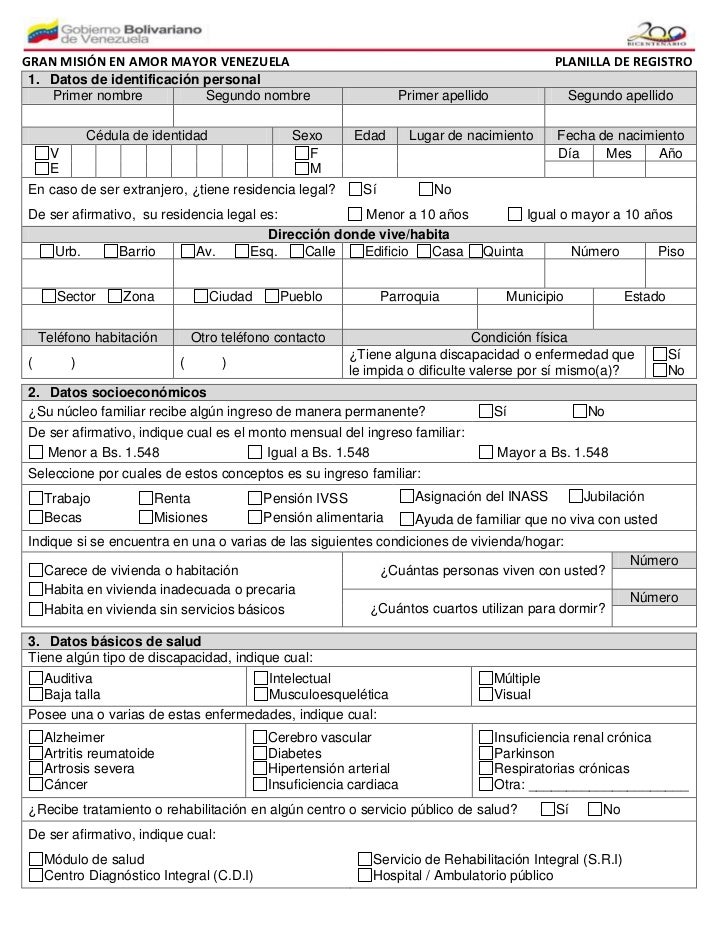 preguntas socio familiares planilla registro gran misi 243 n en amor mayor venezuela preguntas socio familiares planilla registro gran misi 243 n en amor mayor venezuela