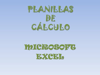 PLANILLAS
    DE
 CÁLCULO

MICROSOFT
  EXCEL
 