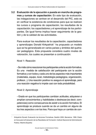 Plan inst. de capacitación guía para la evaluación | PDF