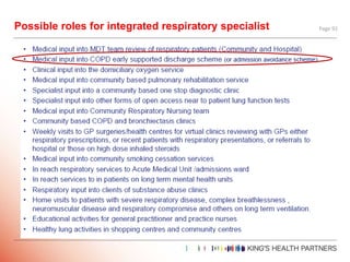 Possible roles for integrated respiratory specialist Page 93
 