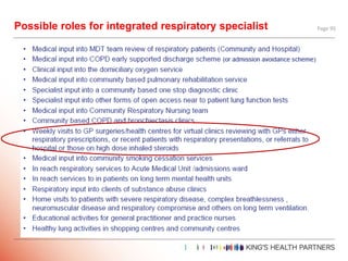 Possible roles for integrated respiratory specialist Page 96
 