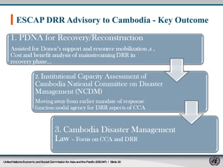 ESCAP DRR Advisory to Cambodia - Key Outcome  United Nations Economic and Social Commission for Asia and the Pacific (ESCAP)   |  Slide  