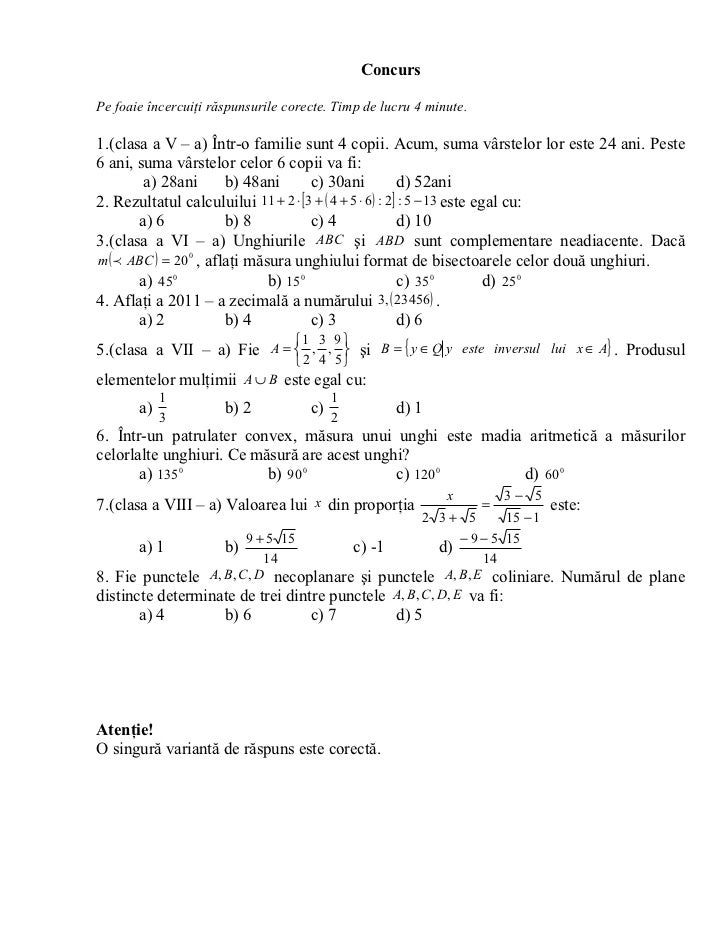 Plan Lecţie Cerc Matematică