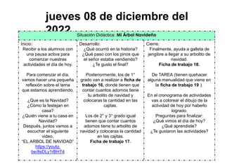 PLAN LLEGO LA NAVIDAD para preescolar de diferentes grados | PDF