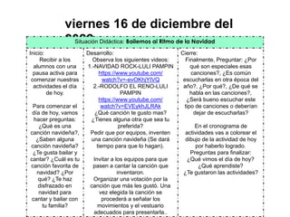 PLAN LLEGO LA NAVIDAD para preescolar de diferentes grados | PDF