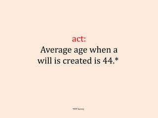 Fact: Average age when a will is created is 44.*  *PPP Survey 