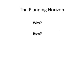 The Planning Horizon

          Why?
________________________
          How?
 