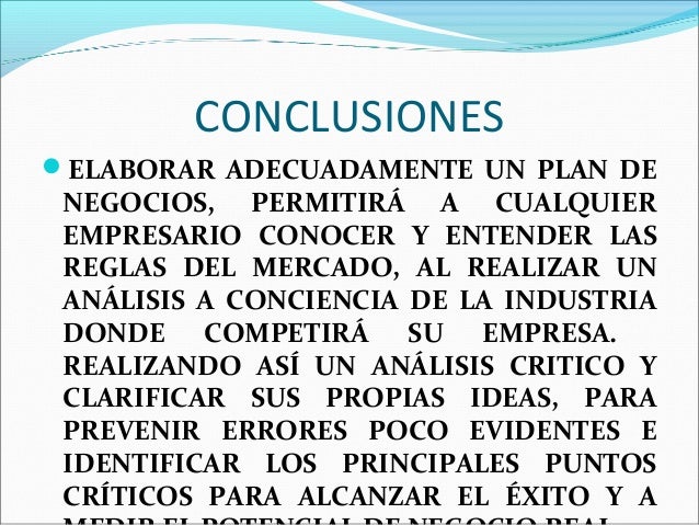 Conclusion De Un Plan De Negocios