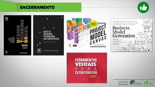 ENCERRAMENTO
Agosto/2015
Salvador/BA
FERRAMENTAS
VISUAIS
P A R A
ESTRATEGISTAS
COCRIAçÃO
17 COLABORADORES
 