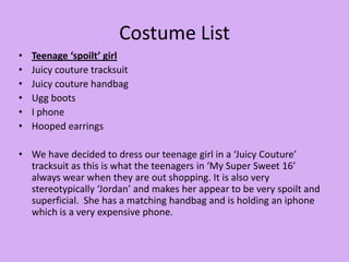 Character clothing and props