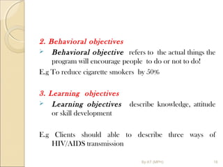 Planning, implementation, monitoring and evaluation of health education ...