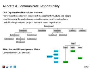 9 of 24
Allocate & Communicate Responsibility
OBS: Organisational Breakdown Structure
Hierarchical breakdown of the projec...
